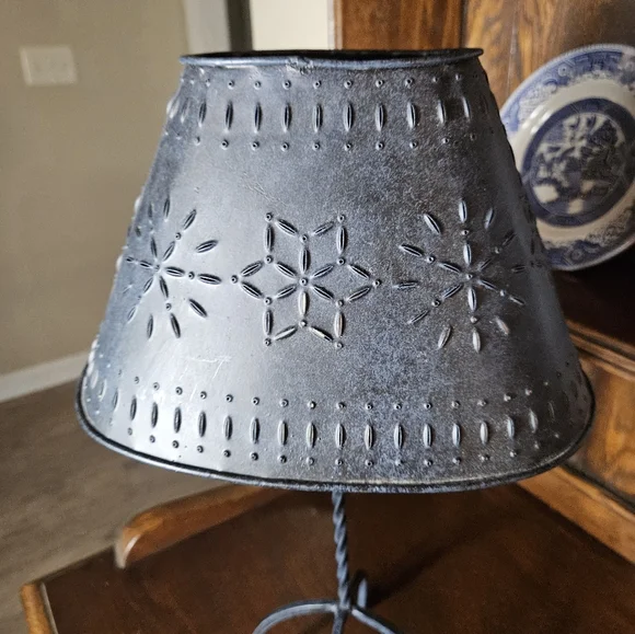 Primitive Farmhouse Punched Tin Shade Candle Holder. - Picture 6 of 8